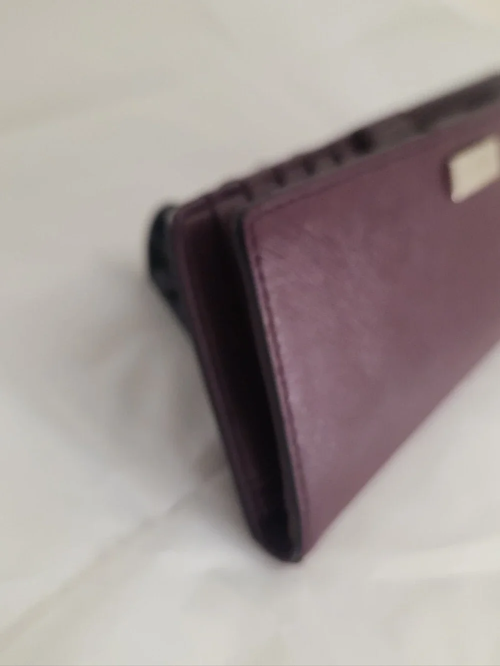 kate spade Plum Saffiano Zip-Around Wallet with Gold Logo Plaque Good Condition!